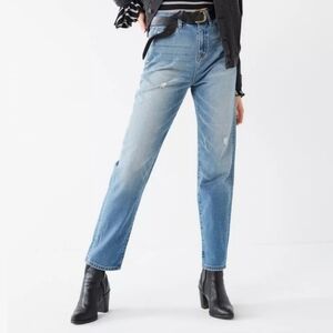 Urban Outfitters BDG Blue High Rise Distressed Straight Leg Mom Jeans
